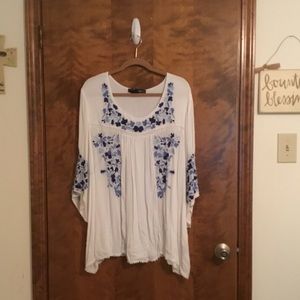 Denim 24/7 White Blouse, Plus Size 24W, Gauze fabric